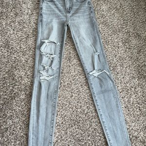 000 AE Next Level Ripped High-Waisted Jeggings; Charcoal Ash